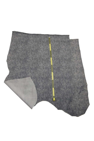 Grey FABRIC - like printed leather hide, soft gray suede cowhide, SPORTY calfskin for hobbyists
