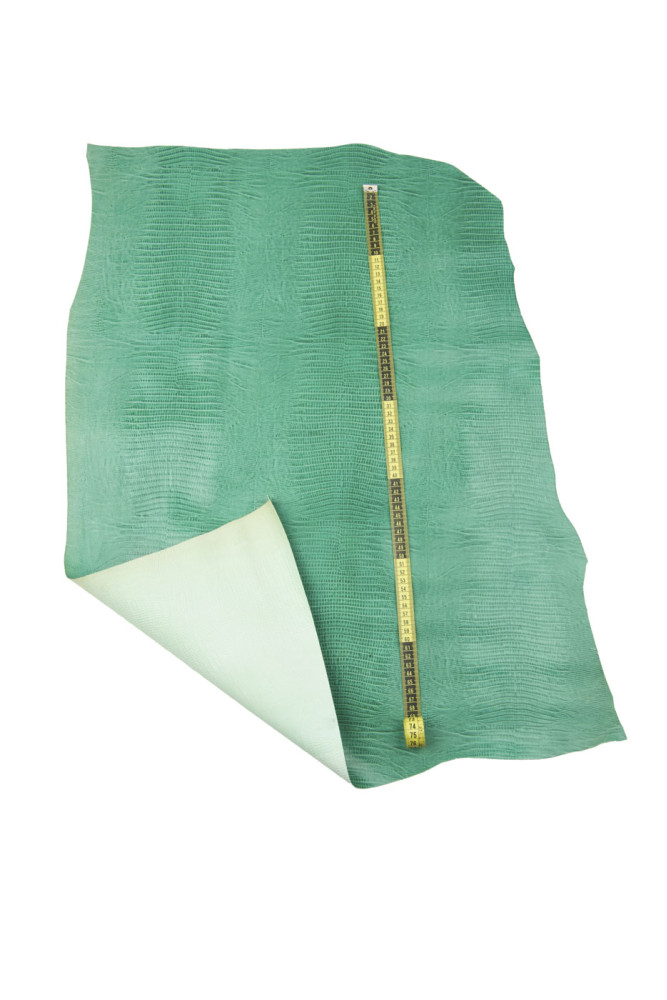 Turquoise LIZARD printed cowhide,...