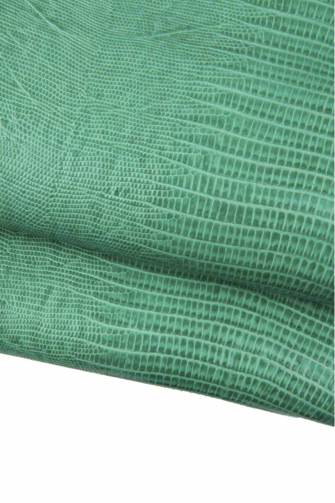 Turquoise LIZARD printed cowhide,...