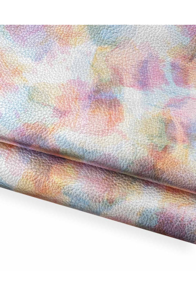 MULTICOLOR leather skin, METALLIC pebble grain printed goatskin, colorful soft bright hide for crafters