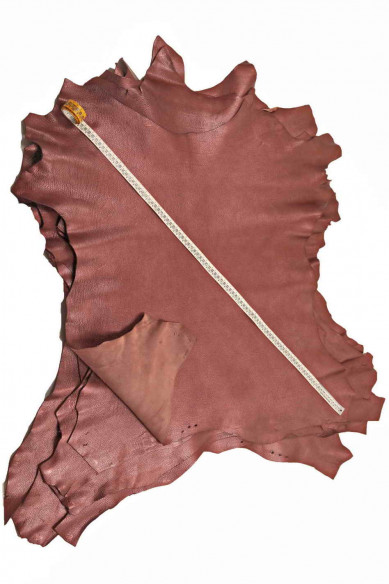 Pelle LAMINATA bordeaux, capra metallizzata con GRANA, pellame morbido satinato 1.4 - 1.6 mm