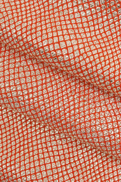 Red METALLIC snakeskin, REPTILE pattern on white - silver soft goatskin, bright hide for hobbyists