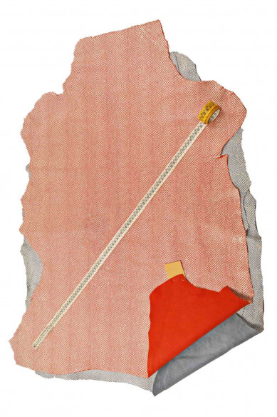 Pellame stampato RETTILE rosso su base bianco - argento, capra LAMINATA morbida, pelle metallizzata motivo serpente