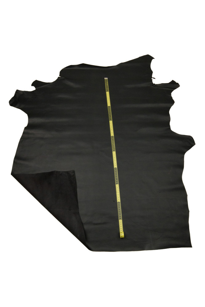 Dark blue SMOOTH leather hide, flat...