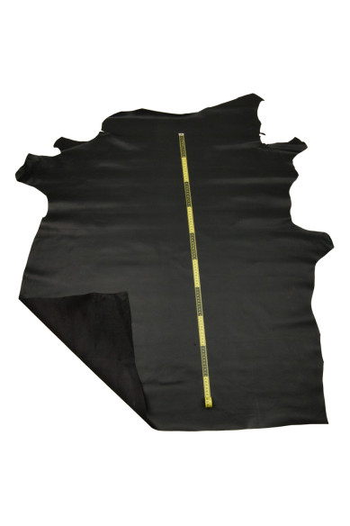 Dark blue SMOOTH leather hide, flat semi stiff cowhide, solid color THICK matt calfskin, 1.2 - 1.4 mm for crafters