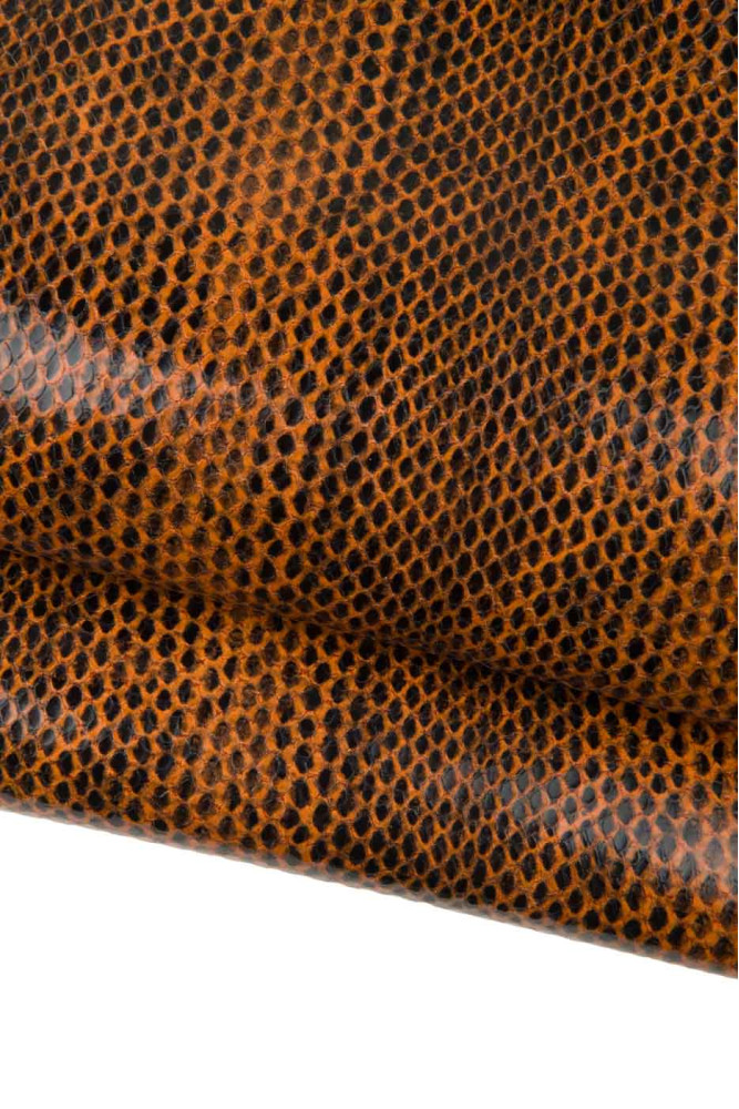 Brown REPTILE embossed leather hide,...