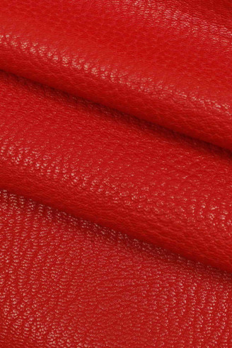 Red pebble GRAIN printed goatskin,...