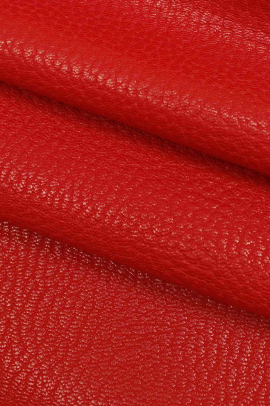 Capra stampa grana DOLLARO rosso, pellame lucido e MORBIDO, pelle rossa sportiva alto spessore