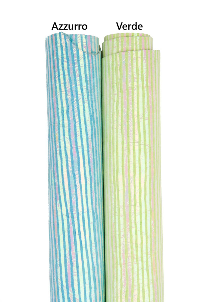 Pelle a RIGHE azzurro e verde su base...