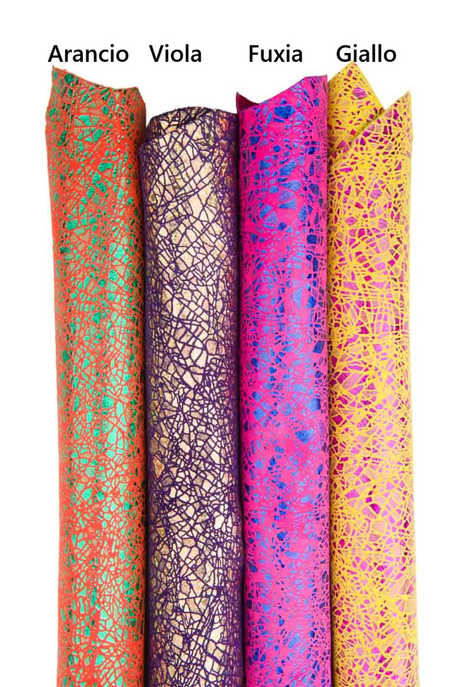 Pelle laminata stampa CRACKLE, capra...