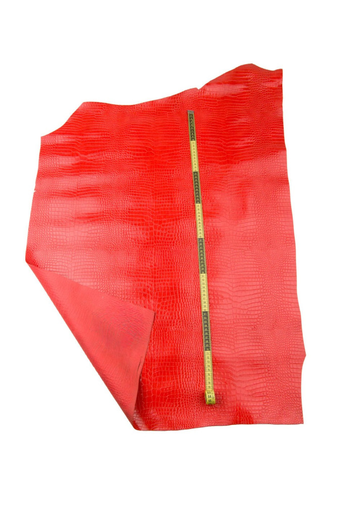 Pelle COCCODRILLO ROSSO stampato,...