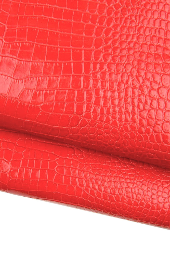 Pelle COCCODRILLO ROSSO stampato,...