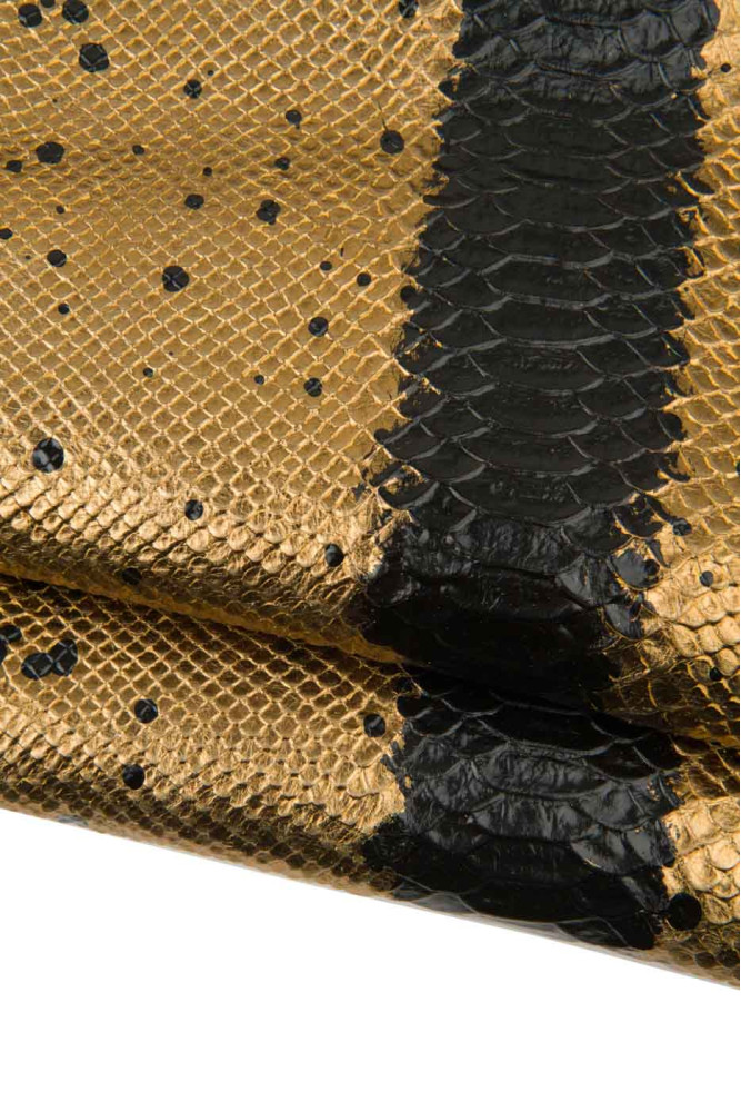 Pelle stampata RETTILE ORO - nero,...