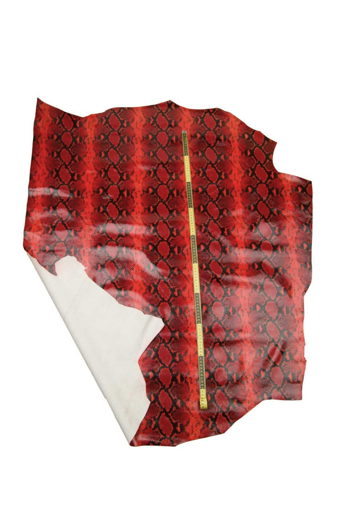 Red black PYTHON textured leather...