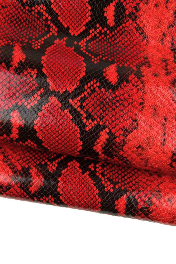 Red black PYTHON textured leather...