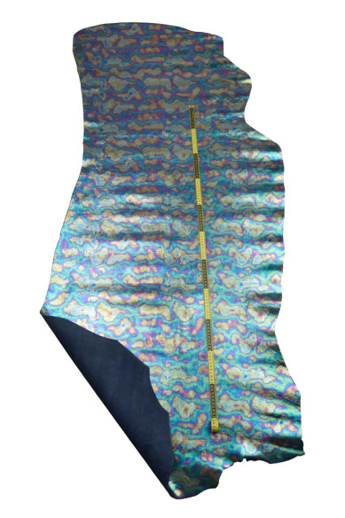 HOLOGRAPHIC leather hide, multicolor metallic print on cowhide, GLOSSY soft material for diy projects