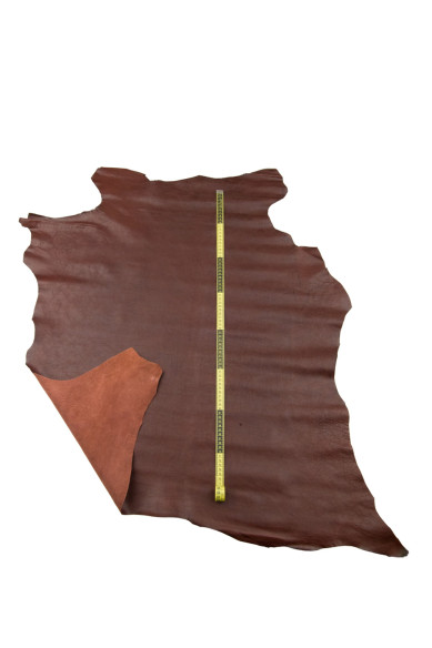 Pelle vitellino marrone, pellame SPORTIVO leggermente stropicciato, pelle LUCIDA morbida per il fai da te