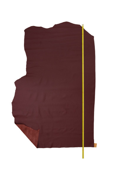 Burgundy leather hide, tiny PEBBLE GRAIN printed cowhide, sporty soft calfskin for crafting 0.9 - 1.0 mm