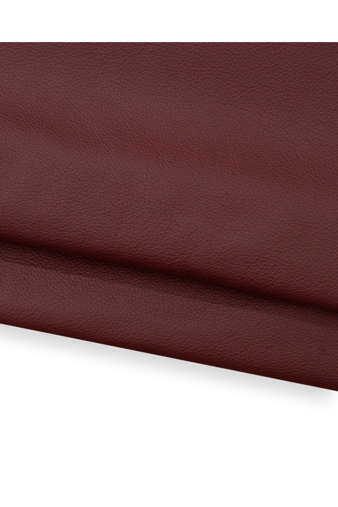 Burgundy leather hide, tiny PEBBLE...