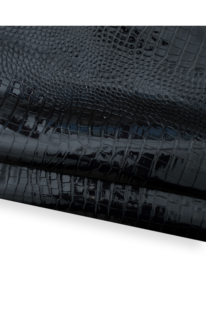 Pellame COCCODRILLO nero, pelle di...