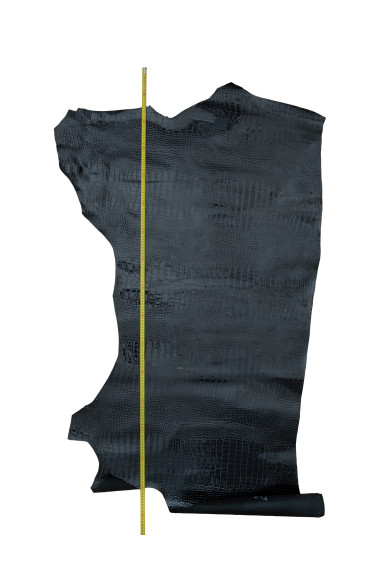 Black CROCODILE embossed leather hide, pearlized alligator printed PATENT cowhide, glossy calfskin 1.0 - 1.1 mm