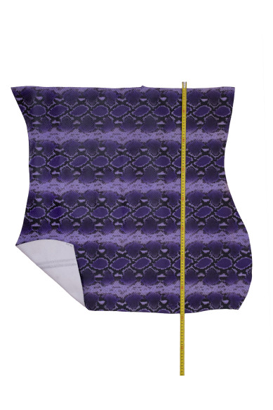 Purple PYTHON leather hide, REPTILE printed glossy cowhide, snake pattern on soft calfskin for hobbyists