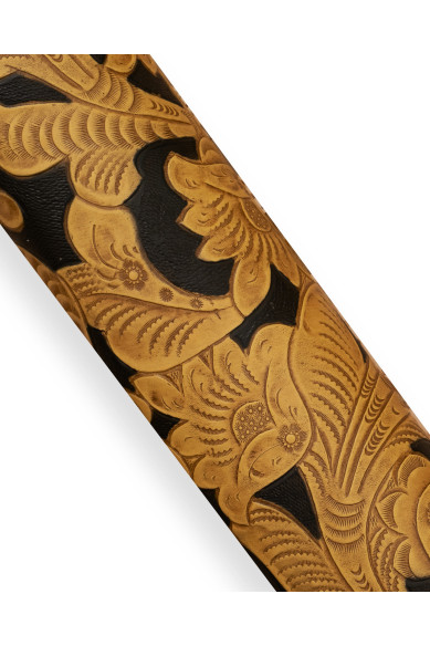 Pelle stampa FLOREALE marrone - beige, vitello RIGIDO motivo a fiori, pellame per artigiani