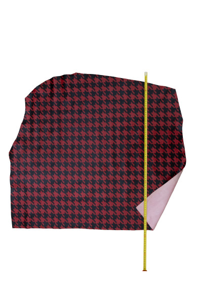 PIES de POULE printed leather hide, red -black pattern on soft reptile calfskin, glossy cowhide for hobbyists