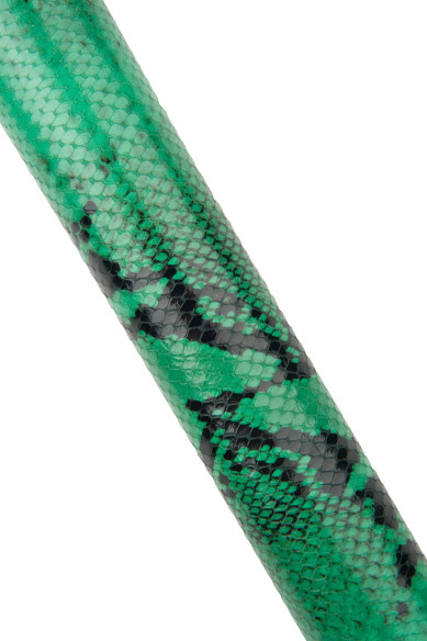 Green - black PYTHON textured leather hide, glossy reptile printed cowhide, SNAKE pattern on soft calfskin