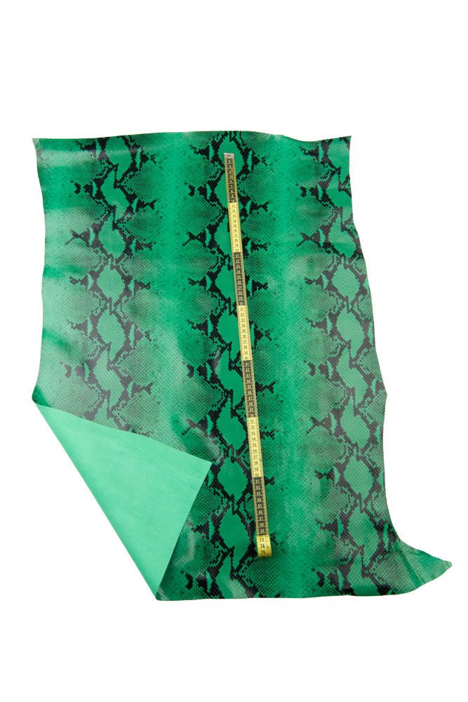 Green - black PYTHON textured leather...