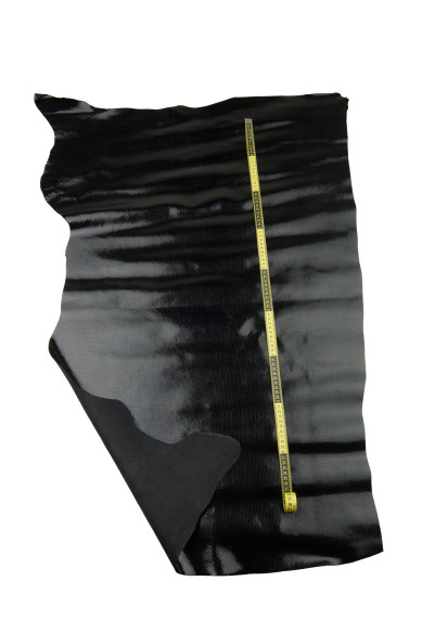 Black REPTILE leather hide, PYTHON printed calfskin, glossy soft snakeskin for diy projects
