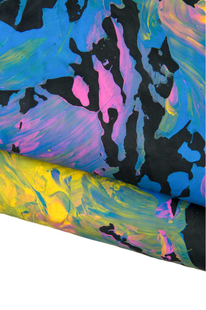 Multicolor HAND-PAINTED leather skin,...