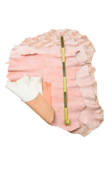 Lotto di 3 pelli di lusso rosa, capre laminate stampa COCCO, CAMOUFLAGE, CRACKLE abbinate per il fai da te