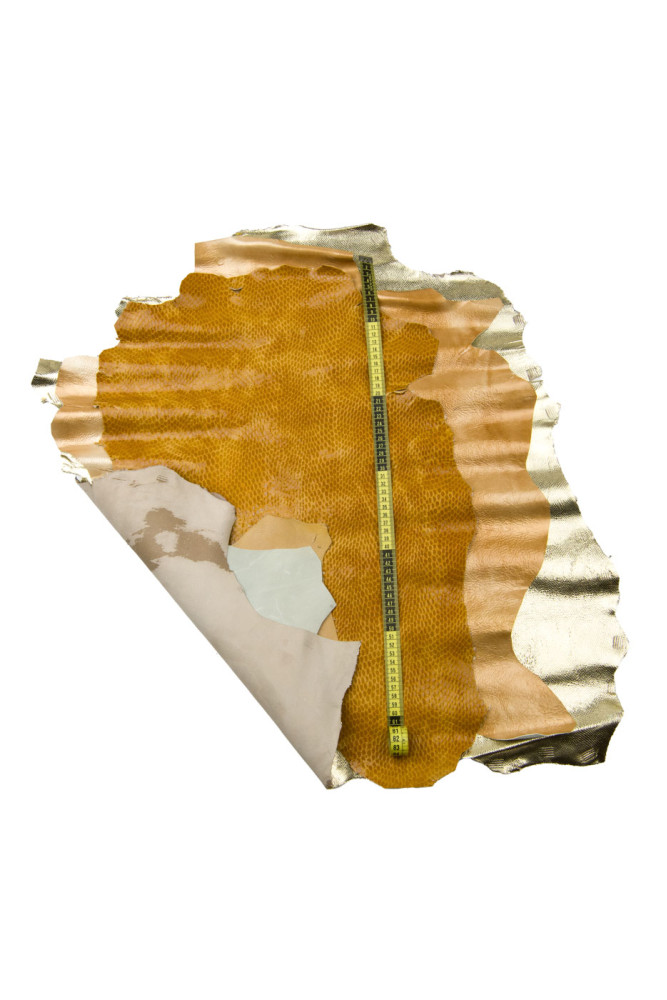 Set of 3 gold YELLOW leather skins,...