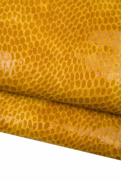 Set of 3 gold YELLOW leather skins, boundle of python and croc printed matching goatskins for hobbyists