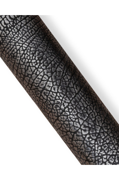 Black silver ELEPHANT textured leather skin, metallic calfskin animal print 1.2 - 1.4 mm