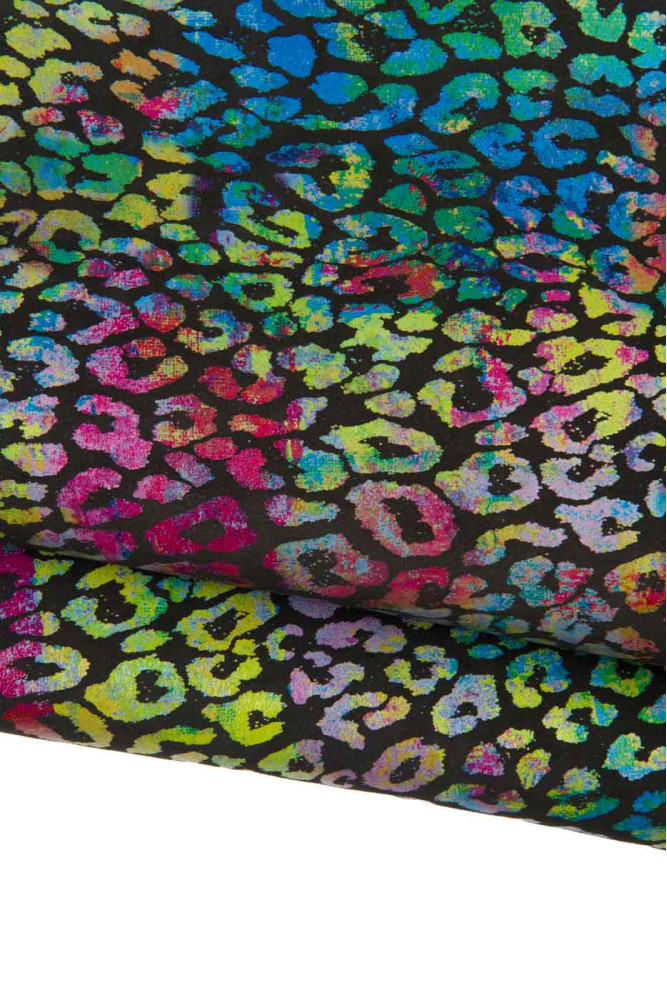 Pelle leopardo MULTICOLOR su base su...