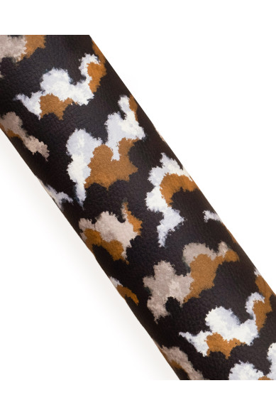 Brown leather skin, abstract print soft, beige and light brown GRAINY semi-glossy calfskin 1.6-1.8 mm