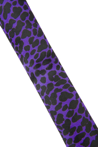 Purple LEOPARD PRINTED hair on leather hide, animal textured pony calfskin, soft