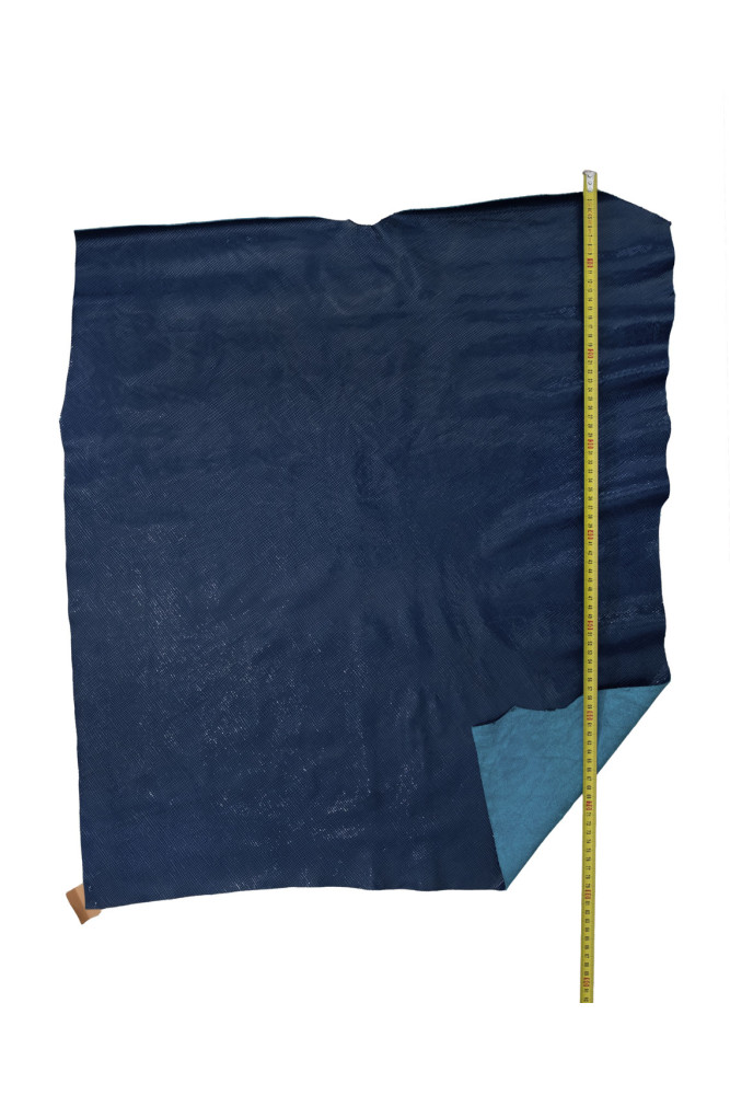 Blue GEOMETRICAL printed leather...