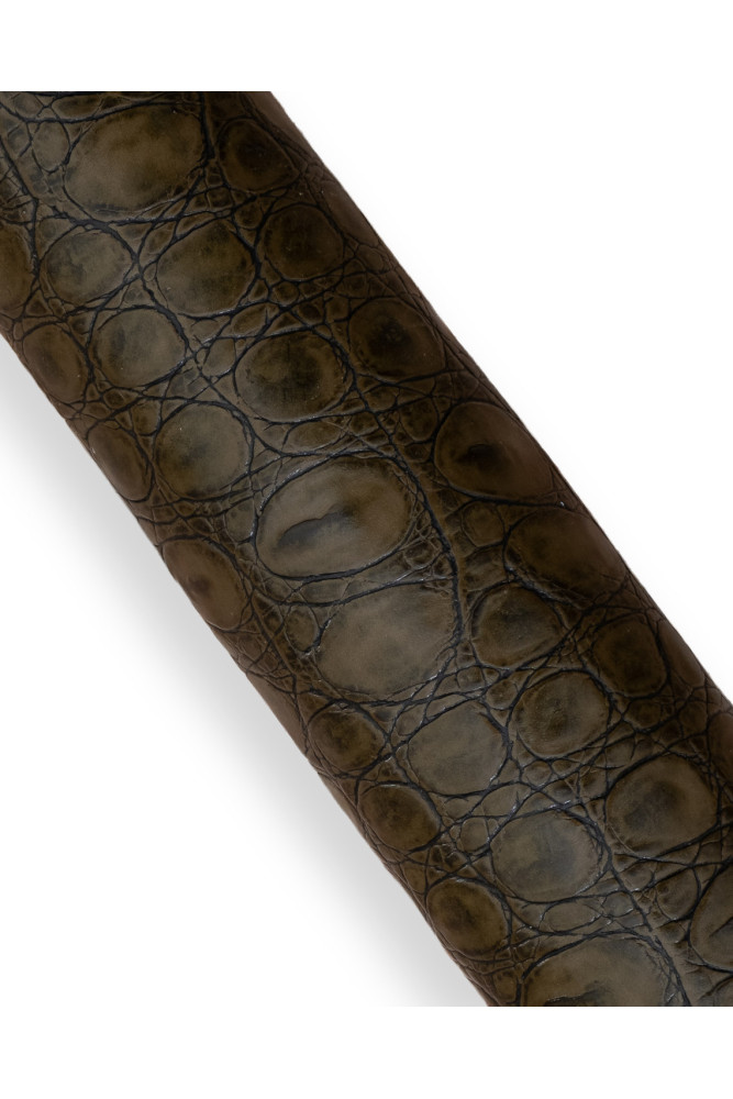 Mud brown CROCODILE printed leather...