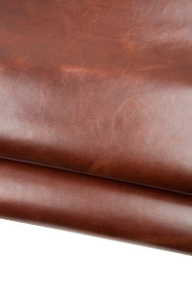 Brown VEGETABLE tan leather hide, sporty natural cowhide, vintage calfskin, 0.9 - 1.0 mm