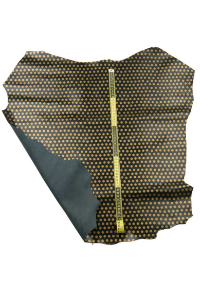 Bronze polka DOTS printed leather hide, colorful balls print on black goatskin for DIY projects