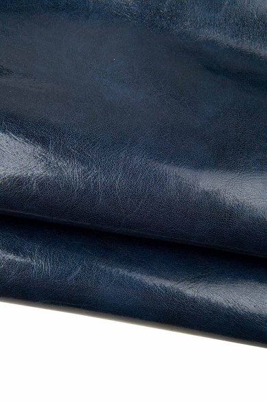 Set of 3 blue leather skins, metallic and solid color croccodile printed goatskins, as per pictures