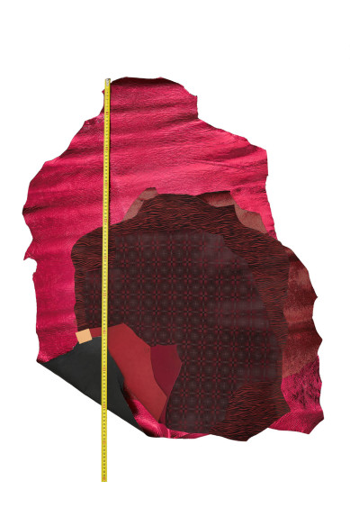 Lotto di 4 pelli tono rosso, pellami laminati, stampa flock, capre metallizzate morbide per fai da te