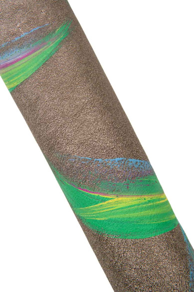 Multicolor texture on STEEL leather skin, PAINTED by hand, metallic goatskin with colorful print, luxurious hide for diy project