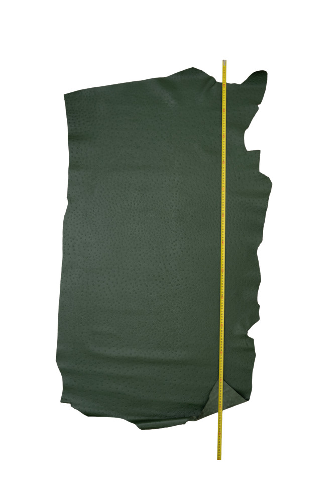 Green OSTRICH embossed leather hide,...