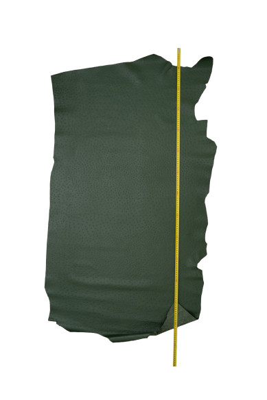 Green OSTRICH embossed leather hide, printed cowhide, soft calfskin for DIY projects  0.9 - 1.1 mm B18584-ST