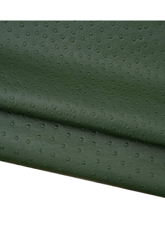 Green OSTRICH embossed leather hide,...