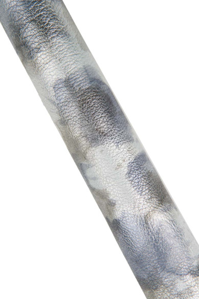 Pelle laminata argento grigio, pellame METALLIZZATO morbido, capra con grana stampa macchie